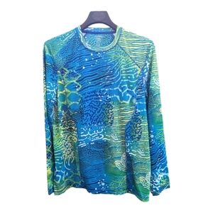 Reel Legends Freeline Tropical Fish Rash Guard Size Small EUC